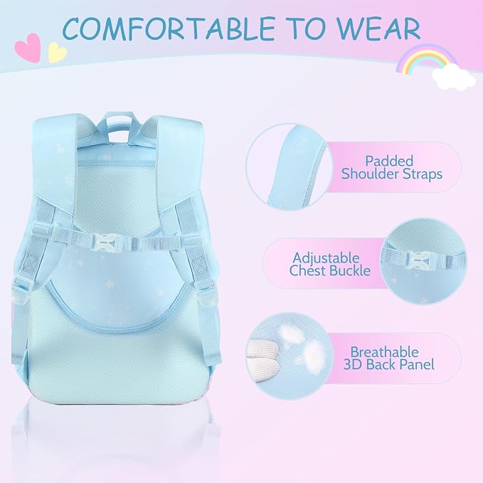 ACESAK Kids School Backpack for Girls, Mermaids Bookbag Backpack with 14OZ Water Bottle, Lunch Bag Set for GirlsTeens Middle Student, Girls Backpacks for School (Blue Purple) - Image 4