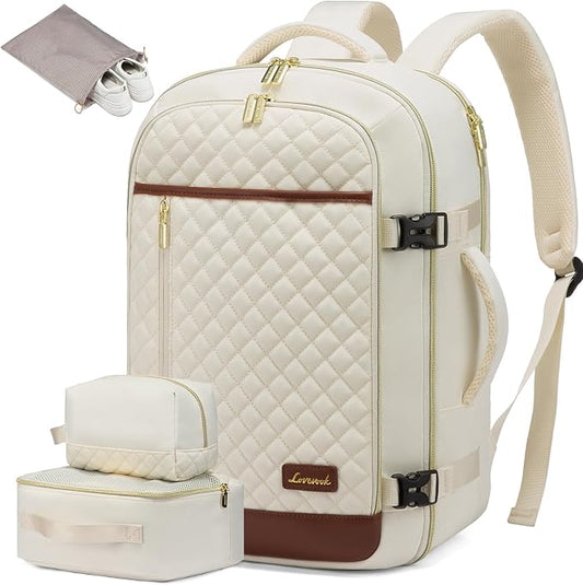 LOVEVOOK Travel Backpack for Women, Carry on Backpack for Airplanes,TSA Personal Item Travel Bag fits 15.6" Laptop,Travel Essentials Carry On Bag Flight Approved with 3 Packing Cubes by LOVEVOOK