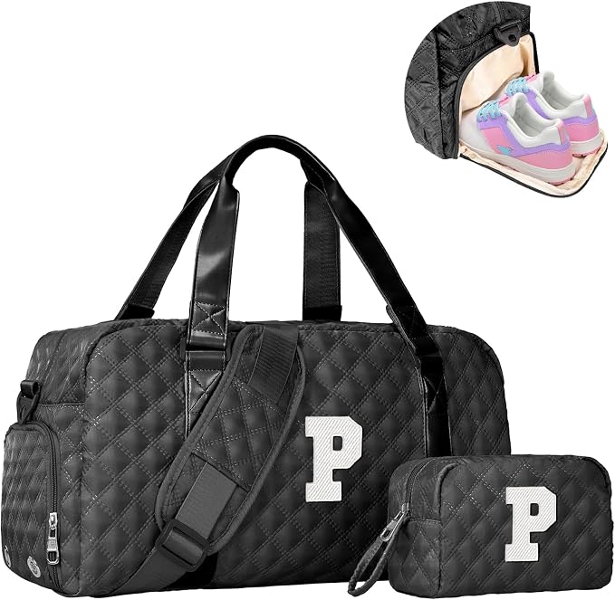 Elilier Personalized Gym Bag for Girls, Kids Travel Duffel Bag, Graduation Gift Ideas 2026, Monogram Weekender Bag with Shoes Compartment, Monogram others day gifts, Girls Gifts for Kids Friends by Elilier