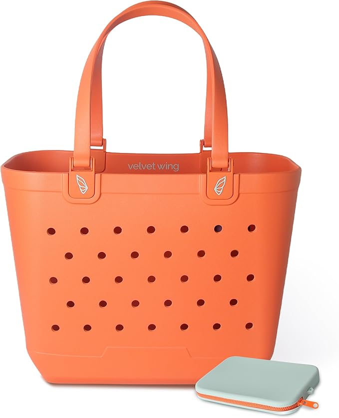 Large Rubber Beach Tote Bag - Waterproof Bag With Sand Proof Pouch For Beach, Travel, Pool (13.7" x 9.4" x 18.9") by Unknown