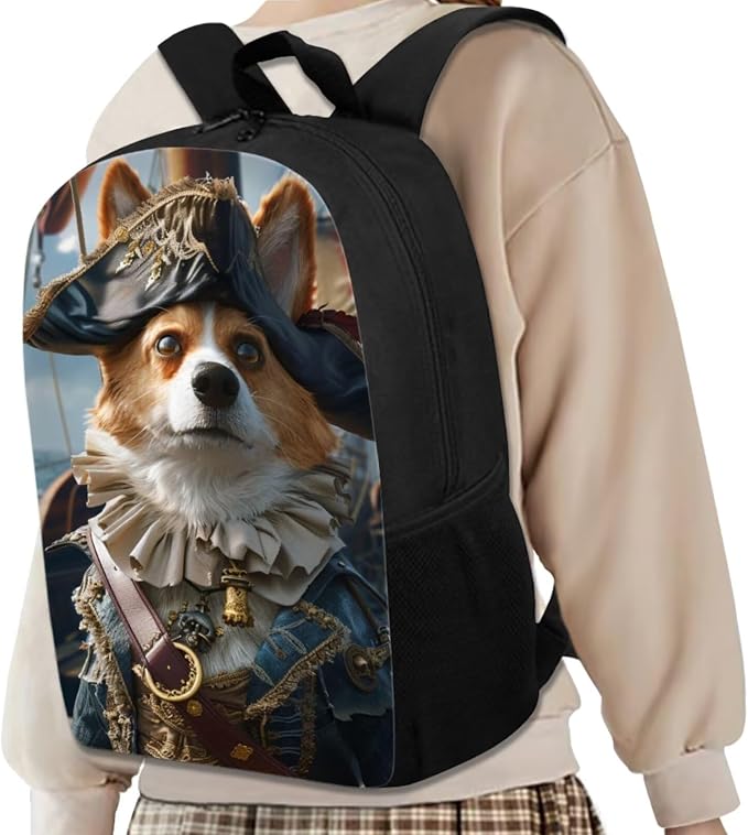 17 Inch Animal Print School Backpack And Lunch Box Set for Kids Lightweight Funny Corgi Backpack for Boys Girls Sturdy School Bag with Insulated Lunchbox Pencil Case Student Bookbag - Image 2