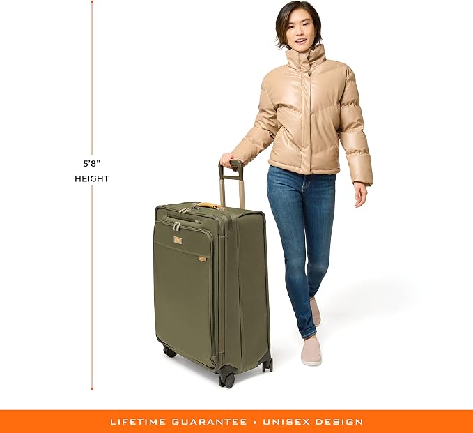 Briggs & Riley 29" Large Expandable Spinner - Checked Luggage for Travel, Suitcases with Wheels, Softside Rolling Bag for Men & Women, Self-Repairing Zipper - Baseline Collection, Olive - Image 18