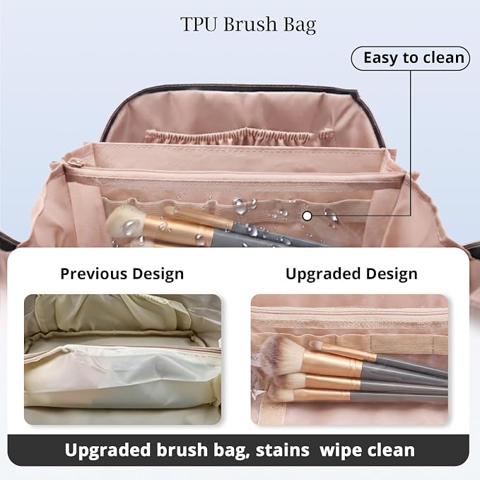 Personalized Gift Travel Makeup Bag: Initial Makeup Organizer Bag for Women | 3-in-1 Custom Make up Bag Set - Vegan Leather Travel Cosmetic Bag - Luxury Gift for Women – Birthday, Anniversary, Graduation - Image 4