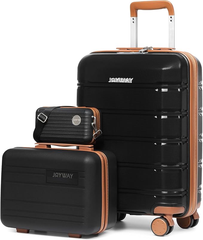 Joyway 20 Inch Carry On Luggage with TSA Lock, Durable Hardshell Suitcase for Travel, Unisex Checked Set for Men and Women Black by Joyway