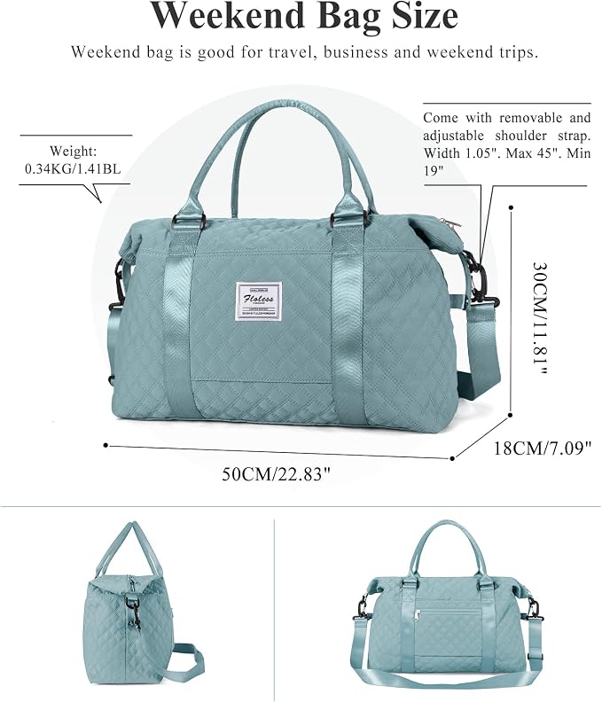Travel Duffel Bag, Carry On Overnight Weekender Bags for Women | Travel Bag with Wet Pocket & Trolley Sleeve, For Spirit Airlines 18x14x8 Personal Item Bag - Image 3