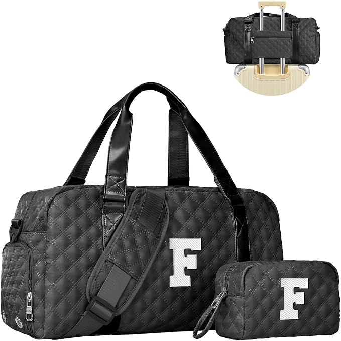 Elilier Gifts for Girls Age 10 11 12 13 14 15 16 17 18, Initial Travel Duffel Bag, Graduation Gifts for Her, Monogram Overnight Bag, Gift for Friend Sister Women gifts by Elilier