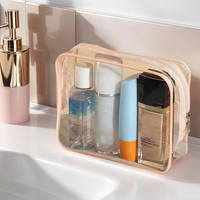 20 Packs Clear Cosmetics Bags for Women Men Waterproof Toiletry Bags PVC Makeup Bags Organizer Case with Zipper for Travel Bathroom (20 Pink Colors) - Image 3