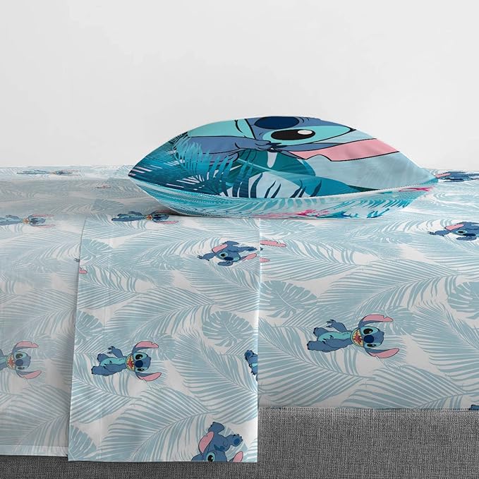 Disney Lilo and Stitch Twin Comforter Set 5 Piece Kids Bedding, Pink | Bed in a Bag, Comforter Sheets Sham Pillowcase, Official Brand, Soft Microfiber, Machine Washable, Easy Care, Girls Gift - Image 4