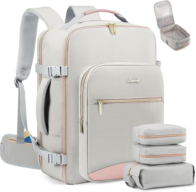 LOVEVOOK 40L Travel Backpack with Waist Strap,Flight Approved Carry on Backpack,Waterproof Personal Item Travel Bag,TSA Carry on Luggage Suitcase Travel Essentials,Gifts for Women & Men,fit 17" Laptop by LOVEVOOK
