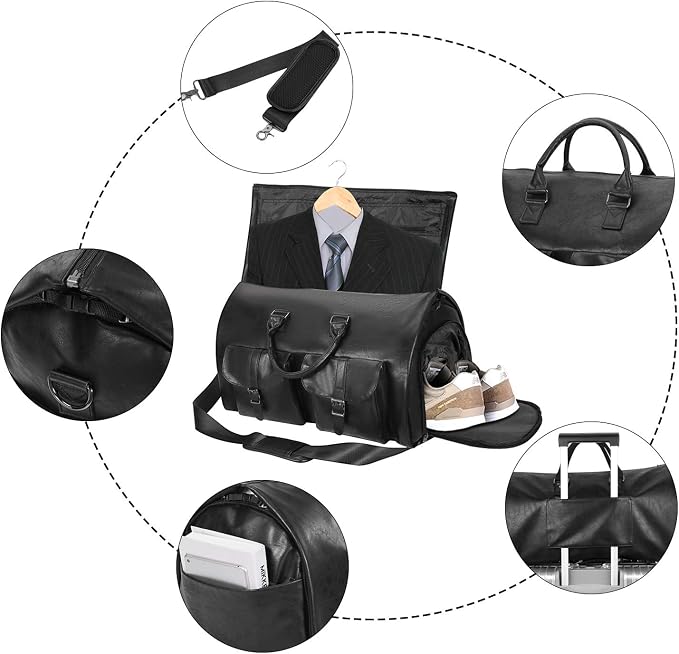 seyfocnia Convertible Travel Garment Bag,Carry on Garment Duffel Bag for Men Women - 2 in 1 Hanging Suitcase Suit Business Travel Bag - Image 2