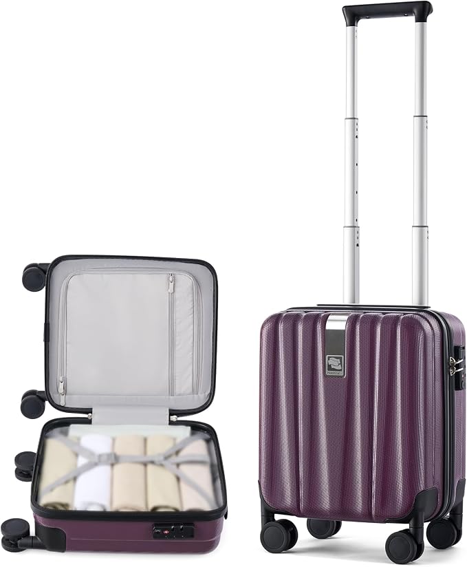Hanke 14 Inch Underseat Carry On Luggage with Wheels Hard Shell Suitcases Lightweight Small Luggage for Weekender Mini Suitcase Carry On Bag Travel Luggage for Travel Rolling Suitcase.(Purple) by Hanke