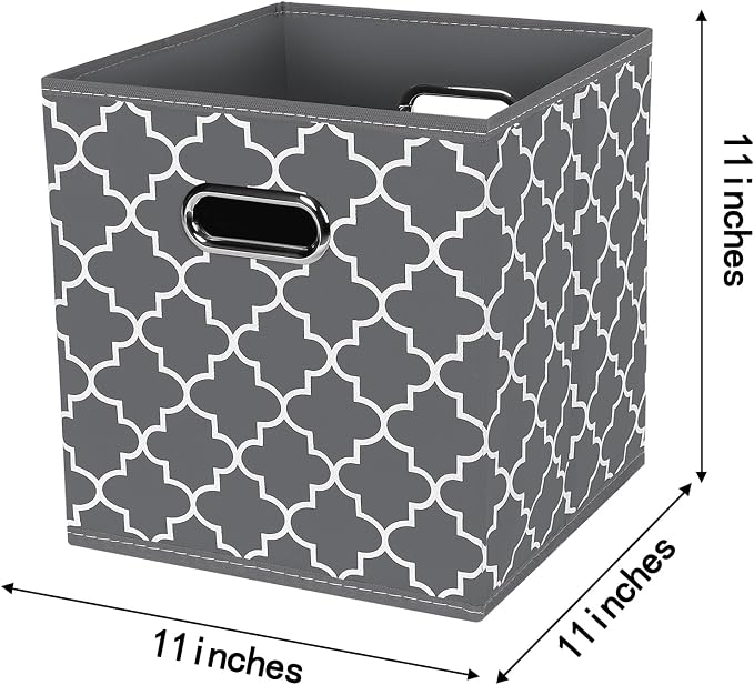 Fabric Cloth Storage Bins,Fabric Cube Organizer with Dual Handles Foldable Cube Storage Baskets for Home Bedroom Storage,Set of 3,(Gray Light) - Image 2