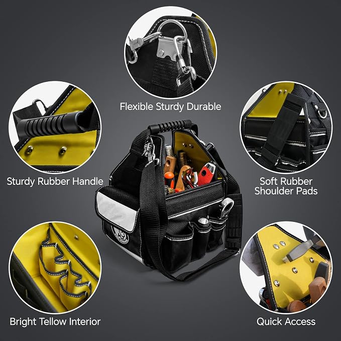MARUTAI 10in Small Tool Tote Bag, 43-Pocket Organizer for Vehicle Storage | 1680D water-Resistant fabric , Adjustable padded strap , Non-slip base , 30 lb capacity - Image 5