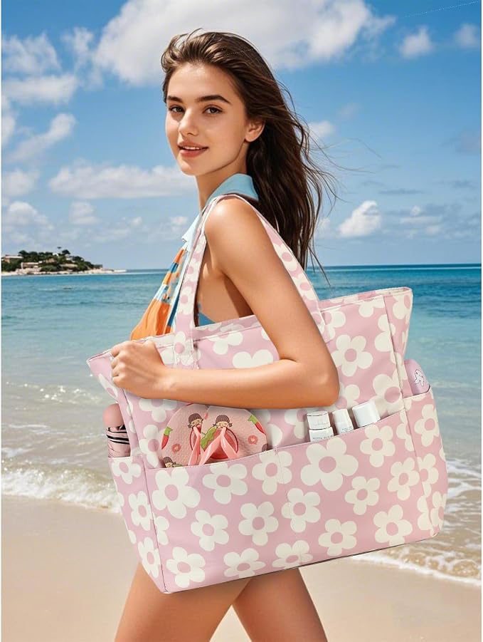Bluboon Waterproof Beach Tote Pool Bags for Women Ladies Extra Large Carry On Bag With Wet Compartment for Weekender Travel - Image 2