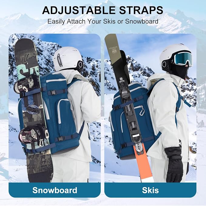 Ski Boot Bag, 65L Waterproof Ski Bag & Snowboard Boot Bag, Travel Backpack for Skis Snowboard Helmet Goggles & Accessories - Image 6