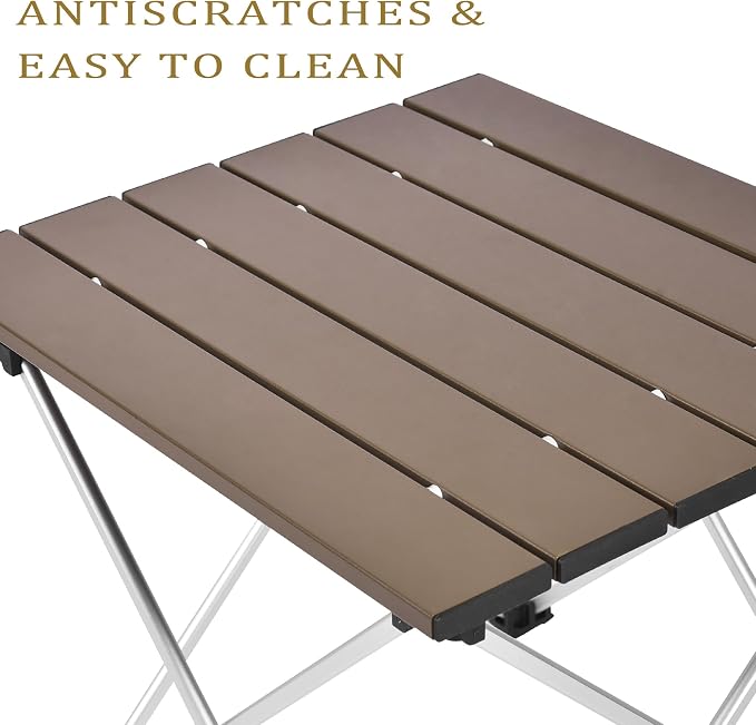 Grope Portable Camping Table with Aluminum Table Top, Folding Beach Table Easy to Carry, Prefect for Outdoor, Picnic, BBQ, Cooking, Festival, Beach, Home (Coffee-S) - Image 7