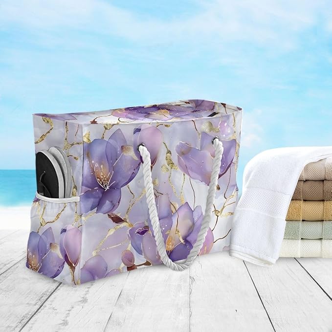 senya Large Beach Bags Totes Swim Canvas Tote Shoulder Bag Water Resistant Bags for Gym Travel Daily - Image 6