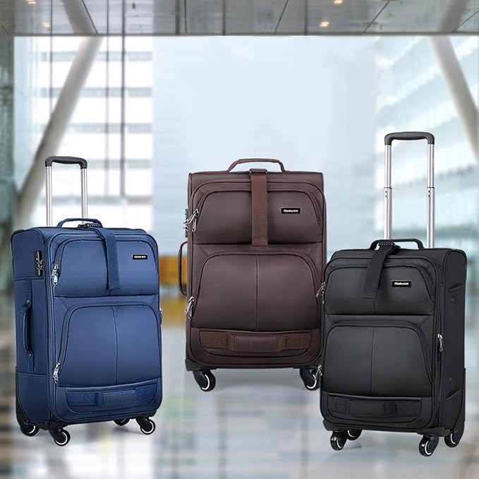 Hanke 20 Inch Softside Expandable Carry On Luggage with Spinner Wheels, Rolling Suitcase Travel Luggage with TSA Approved Luggage,Black - Image 9