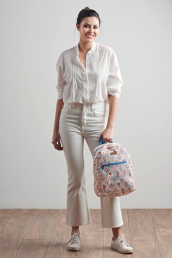 Maison d' Hermine Backpack for Women Men Cotton Shoulder Multipurpose Rucksack with Small Pouch Lightweight Multi Pocket Bag for Travel Work Beach Perfect for Spring Summer (Albane) - Image 8