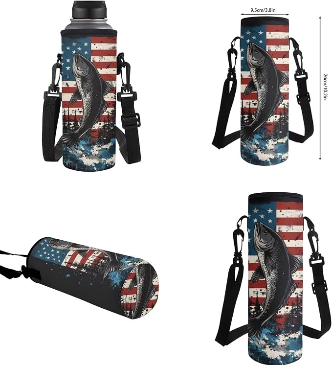 GIFTPUZZ Fish American Flag Backpack Set for Elementary Boys | Vintage Patriotic Print, 4-in-1 School Set, 17 Inch Bookbag with Lunch Box, Pencil Case, Water Bottle Sleeve, Ages 6-8 - Image 8