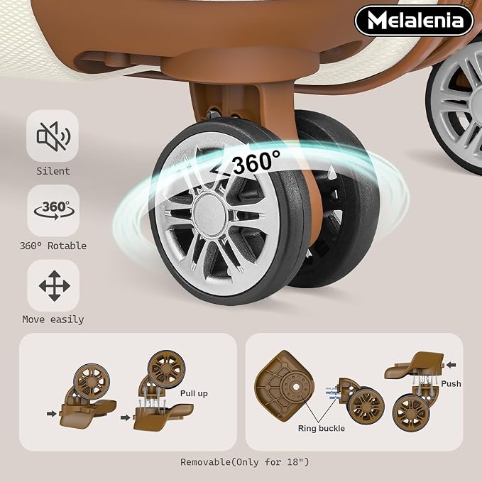 Melalenia Luggage Sets 4 Piece Hard Shell Carry on Suitcase with Spinner Wheels and TSA Lock, Lightweight Travel Duffel Bag for Women, Beige Brown - Image 4