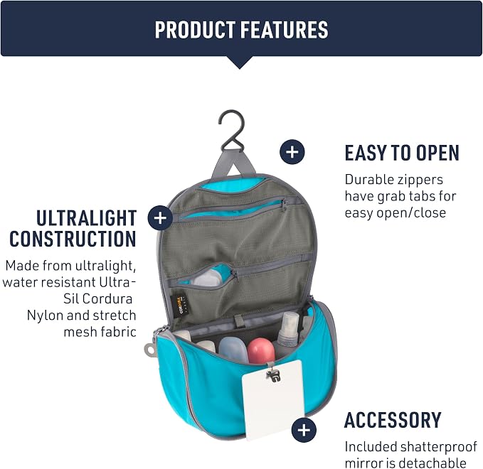Sea to Summit Small Hanging Toiletry Bag, Extra Compact Travel Organizer for Minimalist Adventures, HighRise Grey - Image 5