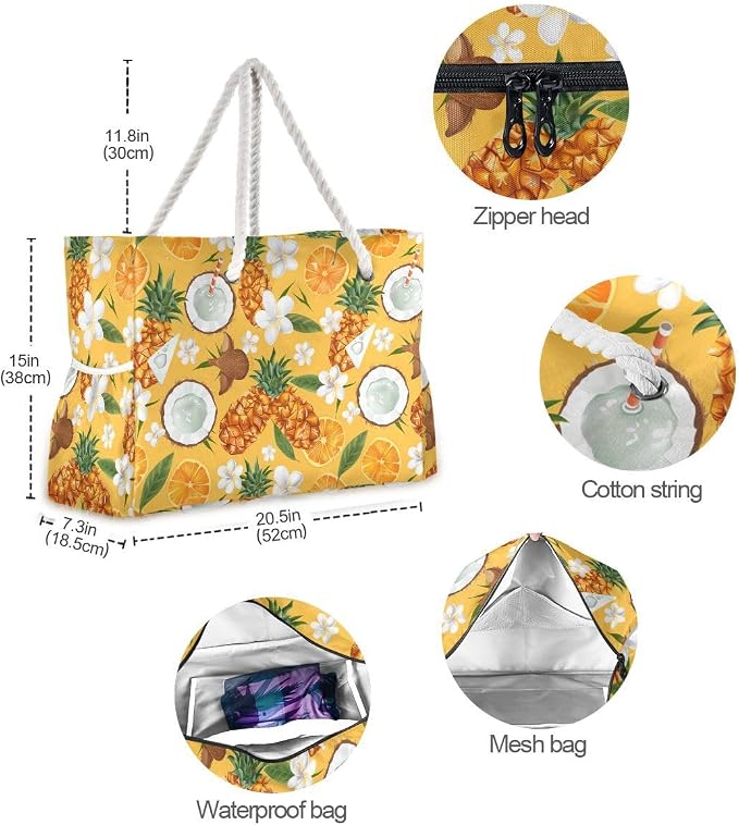 senya Large Beach Shoulder Bags Canvas Tote Water Resistant for Gym Travel Daily - Image 6