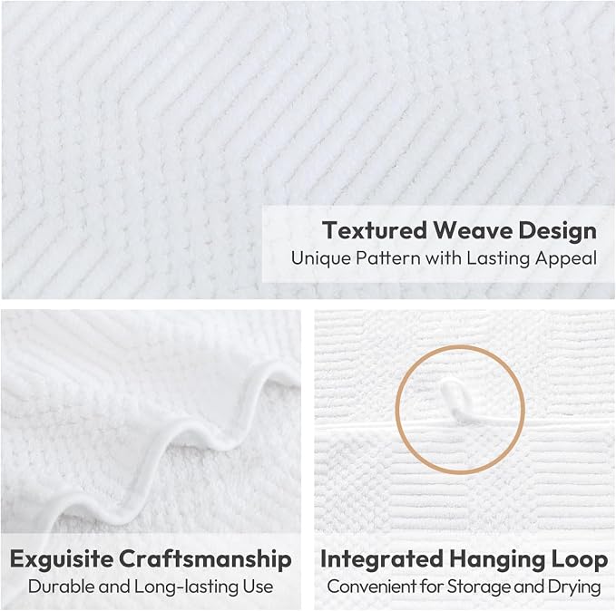 JML Bath Towels Set, Large Microfiber Body Towel for Adult, 2 Pack, 30" x 60", Oversized, Soft, Super Absorbent, Fast Drying, Use for Sport, Fitness, Yoga, Fleece Diamond Cross Grid White - Image 3