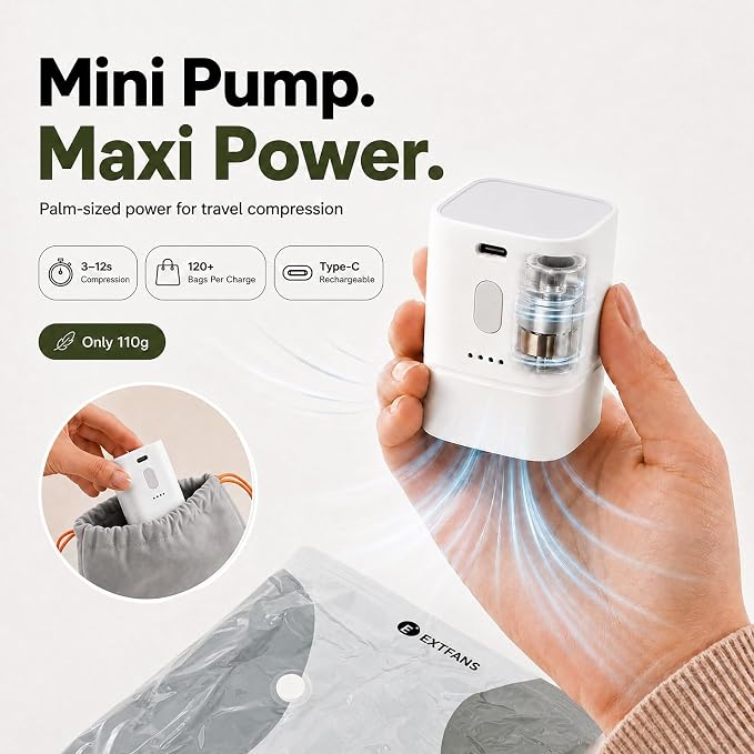 Travel Vacuum Bags with Electric Pump: 15 Pack XS/S/M/L Vacuum Seal Bags for Clothes, up to 80% Space Saver Compression Packing Bags for Suitcase, Carry-On, Cruise, Dorm & Seasonal Storage - Image 3