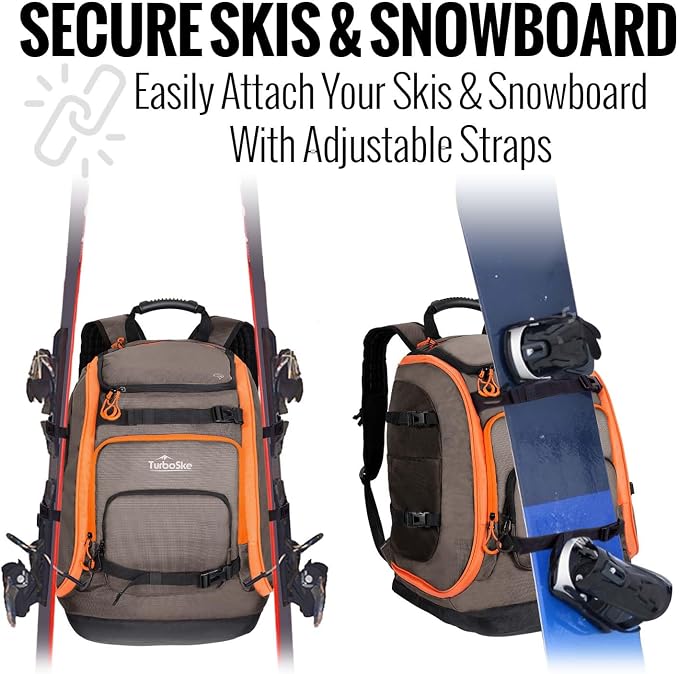 Ski Boot Bag Backpack - 65L Waterproof Skiing Snowboarding Travel Luggage Backpack - Stores Boots Skis Snowboard Helmet Goggles Jackets Gloves & Other Accessories for Men & Women - Image 2