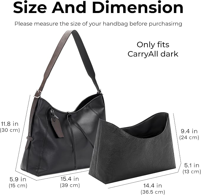Handbag Organizer Insert for LV CarryAll Dark, Custom Fit Inside Premium Matte Black Lightweight WaterResistant Purse Insert with Cup Holder Accessories - Image 2