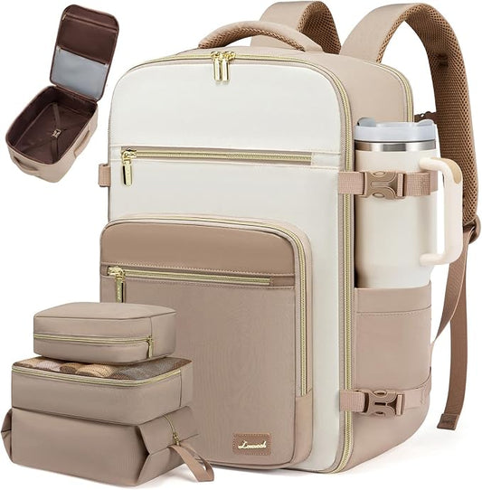 LOVEVOOK Travel Backpack For Women,50L Carry On Backpack Flight Approved,TSA Personal Item Travel Bag Fits 18 Inch Laptop,Business Weekender Overnight Daypack with Toiletry Bag and Cubes by LOVEVOOK