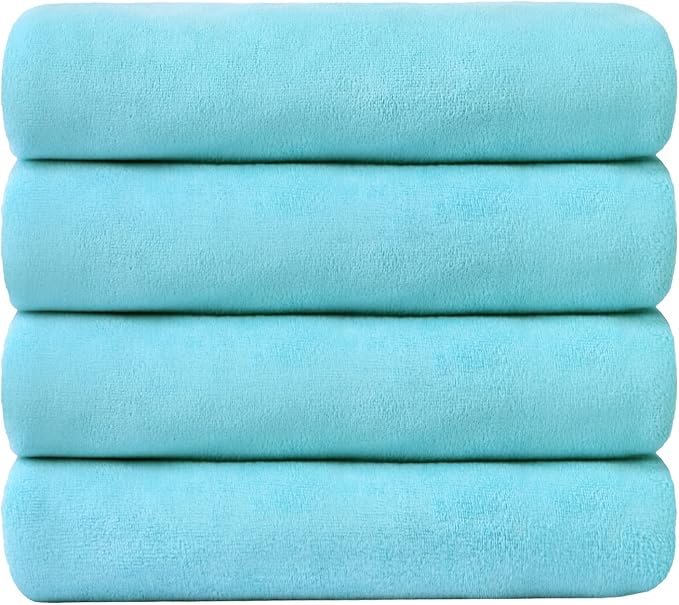 JML Bath Towel, Microfiber Bath Towels Set 4 Pack (30" x 60") - Large Size, Extra Absorbent, Quick Drying, Multipurpose Use as Bath Fitness Towel, Sports Towels, Yoga Towel, Aquamarine - Image 2