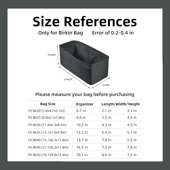 DGAZ Silk Purse Organizer Insert for Birkin Bag(Grismeyer,BK45) | Soft and Lightweight,Perfect Fit,Multi-pocket Storage,Bag Protector,Luxury Bag Care,Handmade,for Smooth Bag Organizer - Image 2