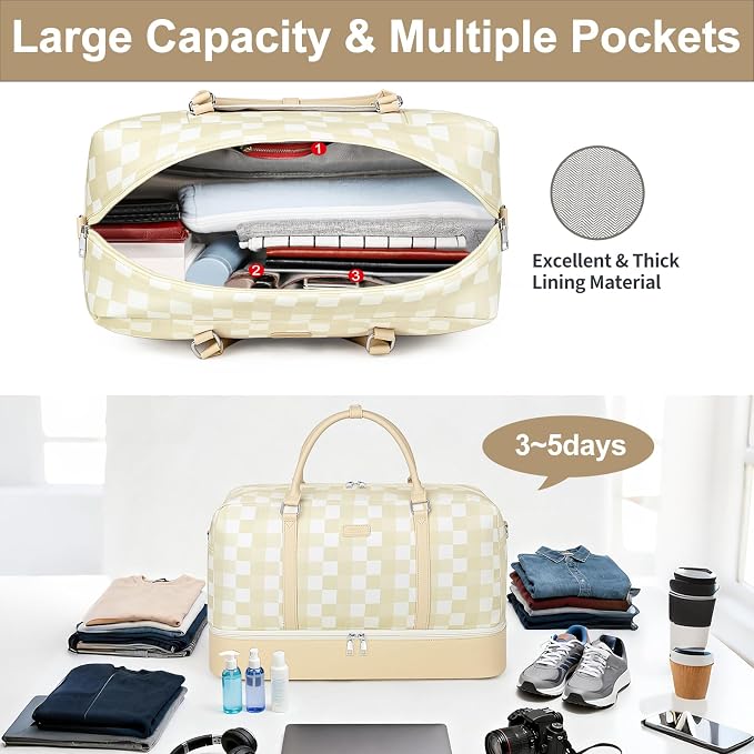 IBFUN Weekender Bags for Women, 21" Weekender Travel Bag, Travel Duffle Bag with Shoe Compartment Carry on Overnight Duffel Bag for Weekend Travel Business Trip, 3PCS - Image 6