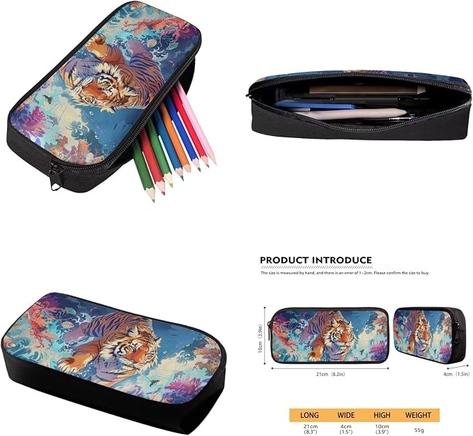 17 Inch Animal Print School Backpack And Lunch Box Set for Kids Lightweight Sea Wave Tiger Backpack for Boys Girls Sturdy School Bag with Insulated Lunchbox Pencil Case Student Bookbag - Image 6