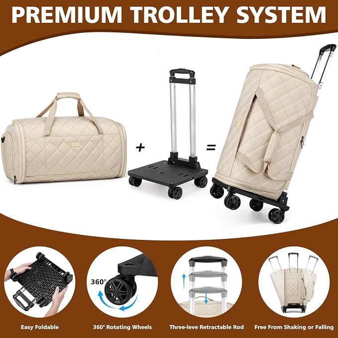 Rolling Garment Bags for Travel - Carry on Convertible Garment Duffle Bags with Wheels for Men Women, 4 in 1 Large Travel Duffel Bags with Shoes Compartment Hanging Suit Dress Weekender Bag 4pcs Set - Image 2