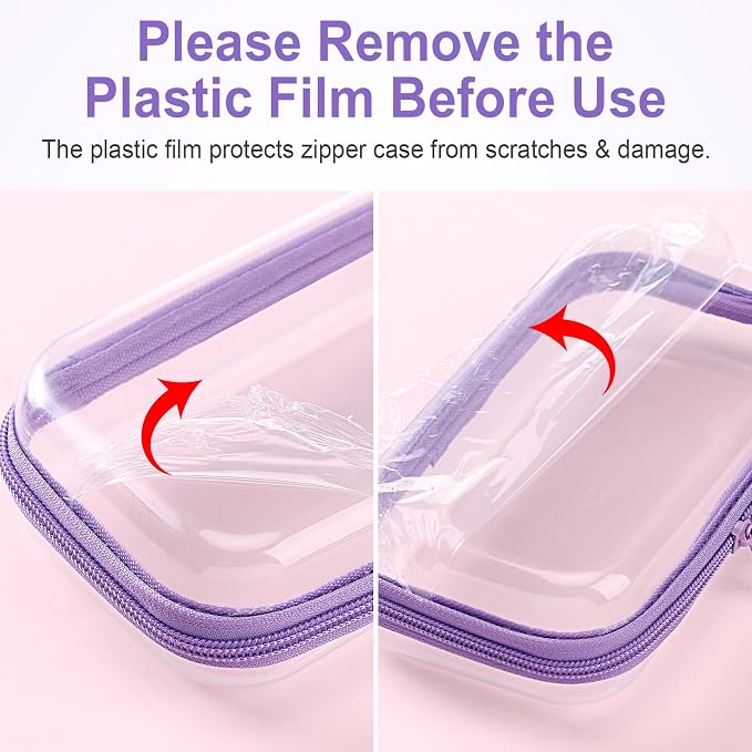 Hoolerry 4 Pcs Hard Clear Zipper Case Makeup Bags Plastic Zipper Pouch Transparent Storage Box Containers for Cosmetics, Snacks, Building Blocks, Puzzles(Clear,7.5 x 3.9 x 2 in,Purple) - Image 7