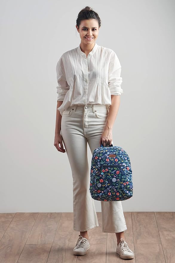 Maison d' Hermine Backpack for Women Men Cotton Shoulder Multipurpose Rucksack with Small Pouch Lightweight Multi Pocket Bag for Travel Work Beach Perfect for Spring Summer (Just Floral - Blue) - Image 8