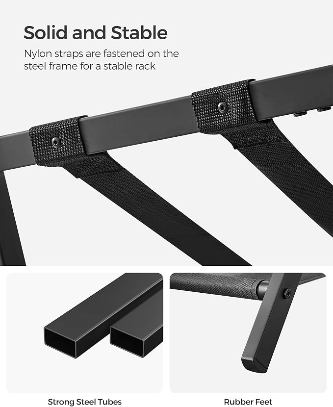 SONGMICS Luggage Racks, Set of 2 Foldable Suitcase Stands, Steel | Storage Shelf, Easy Storage, Black, URLR003B02 - Image 5