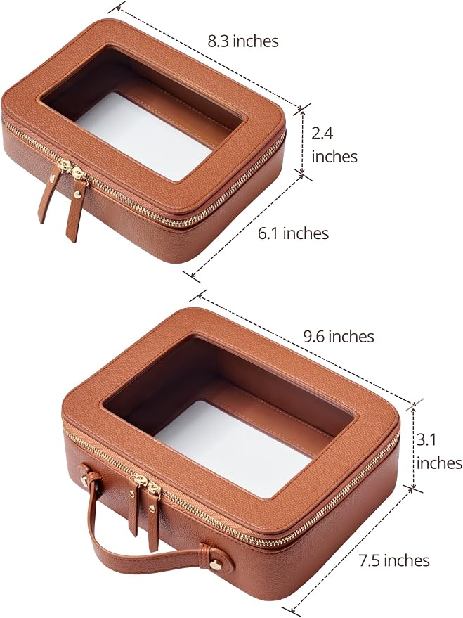 Popvibe Clear Makeup Bag Toiletry Case Travel Transparent Cosmetic Bag with Zipper, Portable Make Up Organizer Traveling Compact Car Bag for Essentials - Image 2