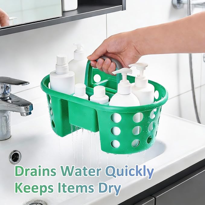 SIMPLYKLEEN Large Shower Caddy Portable 2PC - Made in USA Plastic Jumbo Size Dorm Storage Candy Tote with Handle Shower Organizer for Bathroom, Pantry, Kitchen, College Dorm, Green/Periwinkle - Image 10