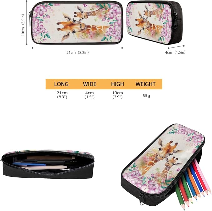 Coloranimal Giraffe 3Pcs Backpack 17 Inch Kids Backpack With Small Lunch Bag Pencil Case Rucksack with Water Bottle Pocket & Smooth Zipper Knapsack for Travel Daypack - Image 4