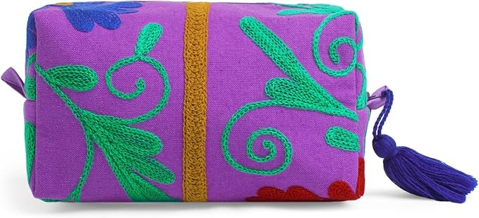 Huar Travel Makeup Bag- Large Capacity Cosmetic Bags for Women - Water Resistance Lining Portable Pouch & Open Toiletry Bag - Perfect Girls Makeup Organizer for Travel Essentials (Purple) by Huar