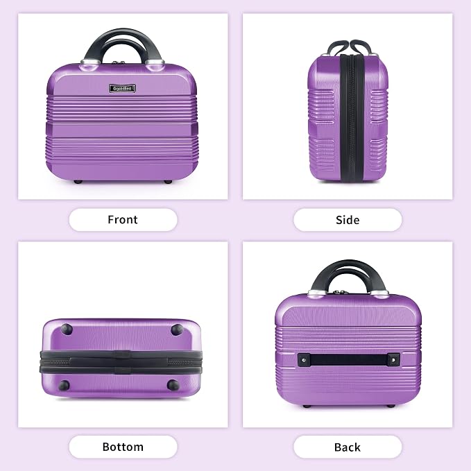 14 Inch Waterproof Hard Shell Travel Makeup Case (Purple) | ABS Scratch-Proof, Carrying Cosmetic Organizer Case with Elastic Band, Train Case, Mini Suitcase Vanity Case for Women Girl - Image 6