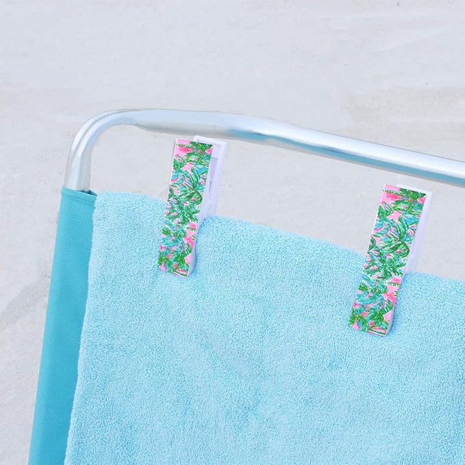 Lilly Pulitzer Water Resistant Vinyl Beach Day Pouch, Zipper Bag Includes Drink Hugger, Small Pouch, and Towel Clips - Image 3