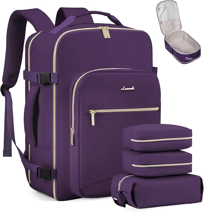 LOVEVOOK 40L Travel Backpack Flight Approved Carry on Backpack,3 Packing Cubes,Waterproof Personal Item Travel Bag,TSA Carry on Luggage Suitcase Travel Essentials,Gifts for Women & Men,fits 17" Laptop by LOVEVOOK