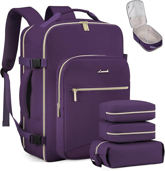 LOVEVOOK 40L Travel Backpack Flight Approved Carry on Backpack,3 Packing Cubes,Waterproof Personal Item Travel Bag,TSA Carry on Luggage Suitcase Travel Essentials,Gifts for Women & Men,fits 17" Laptop by LOVEVOOK