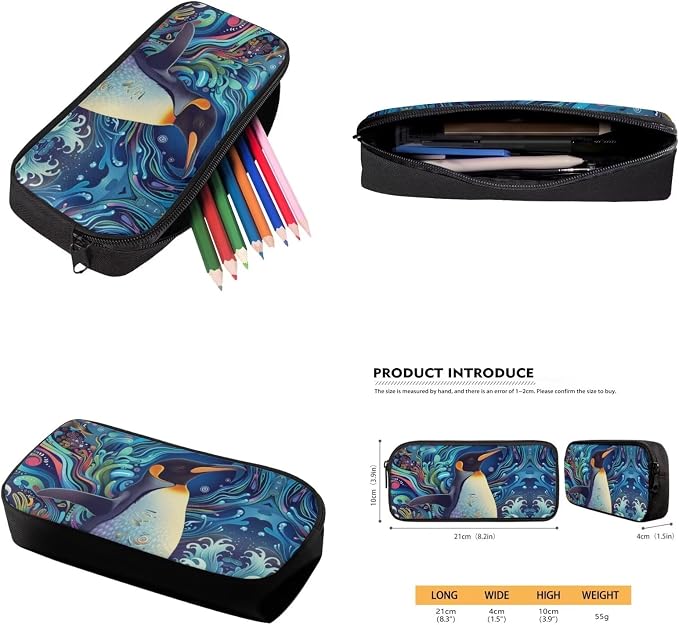 17 Inch Animal Print School Backpack And Lunch Box Set for Kids Lightweight Undersea Penguin Backpack for Boys Girls Sturdy School Bag with Insulated Lunchbox Pencil Case Student Bookbag - Image 6