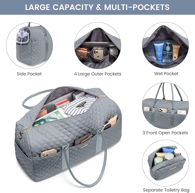 LOVEVOOK Travel Duffle Bag,Carry on Overnight Bag with Shoe Compartment,Weekender Bags for Women with Toiletry Bag,Gym Duffel Bag with Wet Pocket,Hospital Bags for Labor and Delivery - Image 2